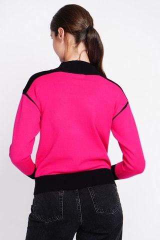 Oversized trui - Gemêleerd Beige - Zwart en roze
