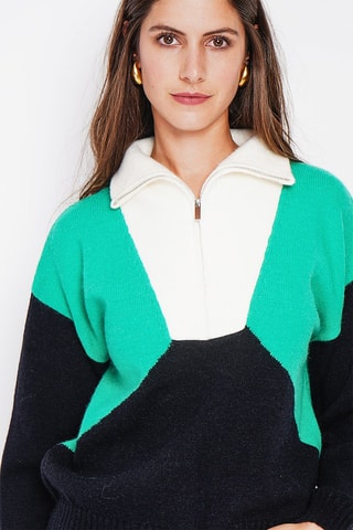 Oversized trui - Kaki - Zwart en groen