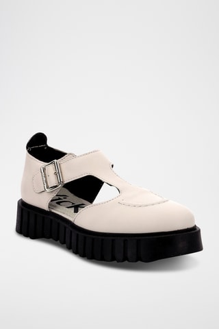 Leren Platform Mary Janes Kick Fantastic - Wit