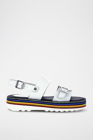 Leren Sandalen Met Sleehak Kick Highlight - Wit