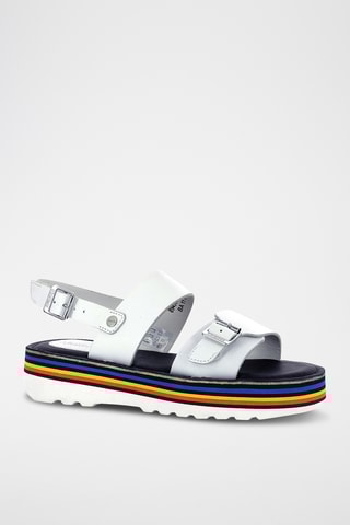 Leren Sandalen Met Sleehak Kick Highlight - Wit