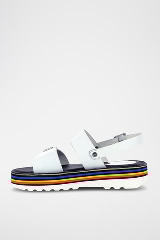 Leren Sandalen Met Sleehak Kick Highlight - Wit