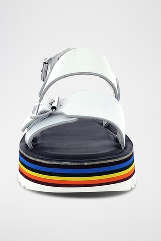 Leren Sandalen Met Sleehak Kick Highlight - Wit