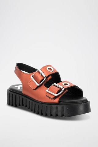 Leren Platform Sandalen Kick Falk - Goudkleurig