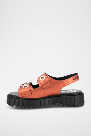 Leren Platform Sandalen Kick Falk - Goudkleurig