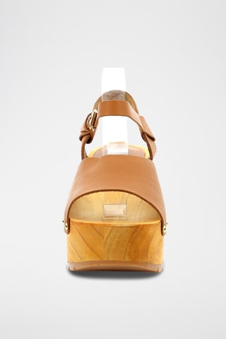 Leren Platform Sandalen Kick Wedge Wise - Camel