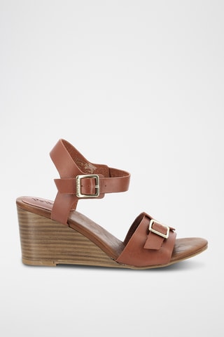 Leren Sandalen Met Sleehak Kick Vodou - Bruin