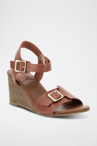 Leren Sandalen Met Sleehak Kick Vodou - Bruin