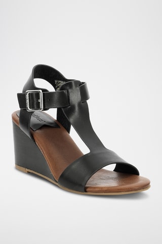 Leren Sandalen Met Sleehak Kick Volage - Zwart