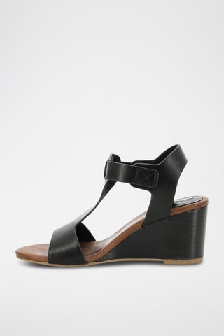 Leren Sandalen Met Sleehak Kick Volage - Zwart