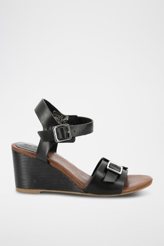 Leren Sandalen Met Sleehak Kick Vodou - Zwart
