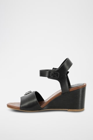 Leren Sandalen Met Sleehak Kick Vodou - Zwart