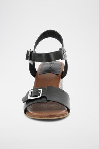 Leren Sandalen Met Sleehak Kick Vodou - Zwart