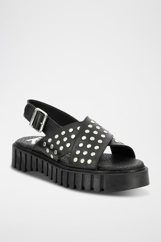Leren Platform Sandalen Kick Fact - Zwart