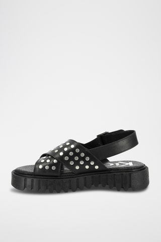 Leren Platform Sandalen Kick Fact - Zwart