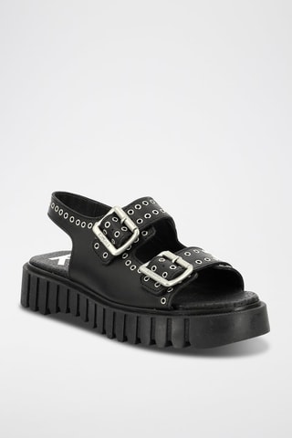 Leren Platform Sandalen Kick Falk - Zwart