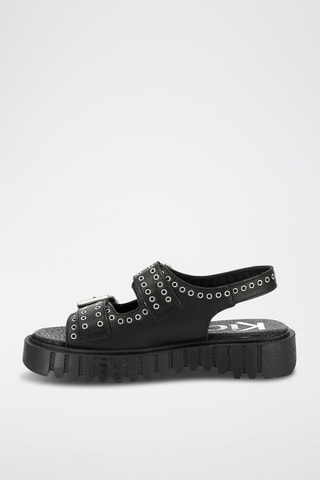 Leren Platform Sandalen Kick Falk - Zwart