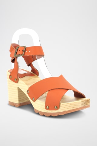 Leren Sandalen met Hak Kick Wise - Oranje