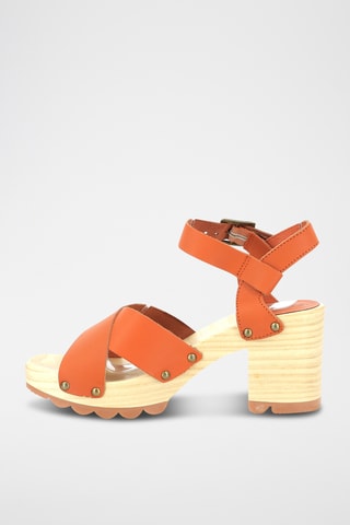 Leren Sandalen met Hak Kick Wise - Oranje