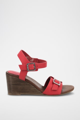 Leren Sandalen Met Sleehak Kick Vodou - Rood