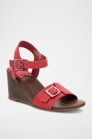 Leren Sandalen Met Sleehak Kick Vodou - Rood