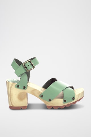 Leren Sandalen met Hak Kick Wise - Zeegroen