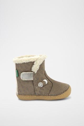 Gevoerde Leren Enkellaarzen So Windy - Taupe en Goudkleurig