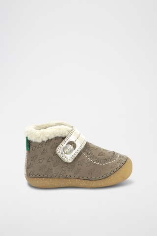 Leren Gevoerde Laarsjes So Schuss - Taupe en Goudkleurig