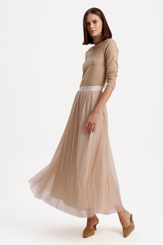 Jupe longue taille haute - Taupe