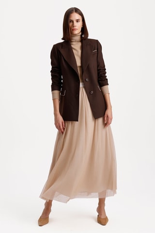 Jupe longue taille haute - Taupe