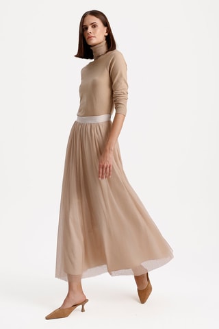 Jupe longue taille haute - Taupe