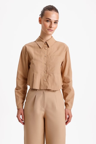Camisa curta - Castanho-claro