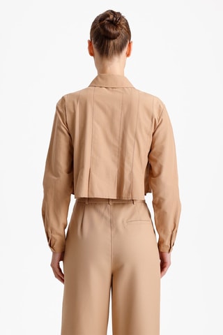 Camisa curta - Castanho-claro