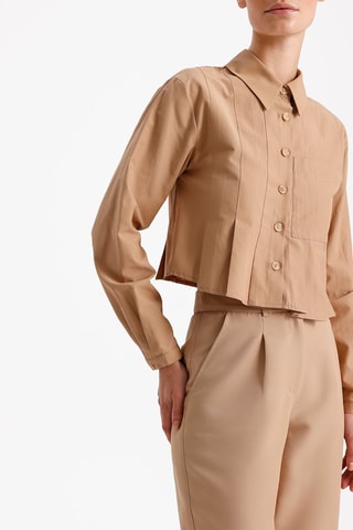 Camisa curta - Castanho-claro