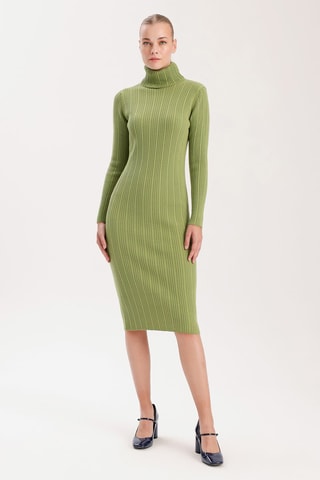 Vestido justo - Verde-azeitona