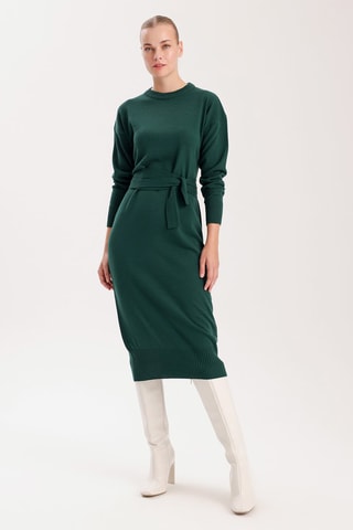 Vestido midi - Verde-esmeralda