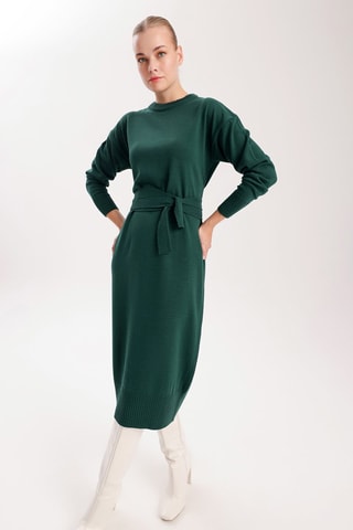 Vestido midi - Verde-esmeralda