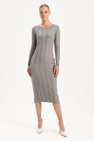Vestido justo - Cinzento-claro