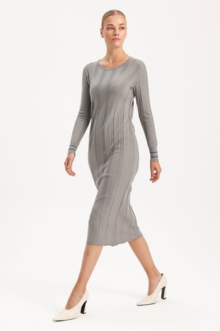 Vestido justo - Cinzento-claro