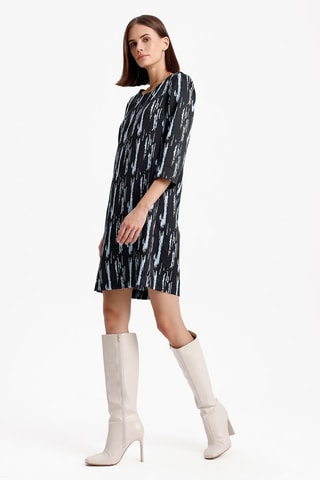 Vestido direito - Preto e azul-celeste