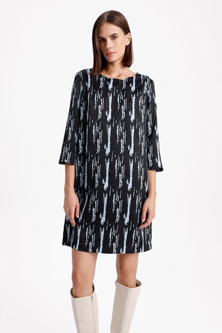 Vestido direito - Preto e azul-celeste