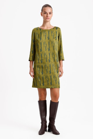 Vestido direito - Verde-azeitona e azul-petróleo