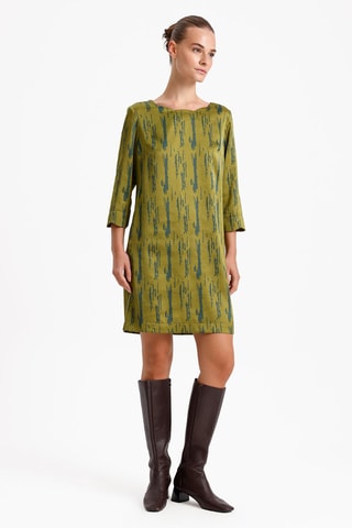 Vestido direito - Verde-azeitona e azul-petróleo