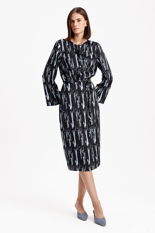Vestido direito - Preto e azul-celeste