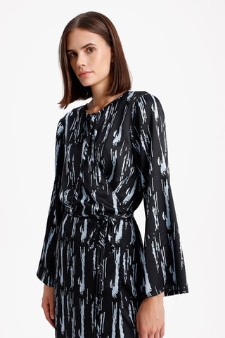 Vestido direito - Preto e azul-celeste