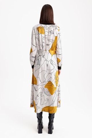 Vestido midi - Cru e mostarda