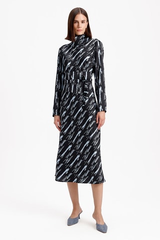 Vestido midi - Preto e azul-celeste