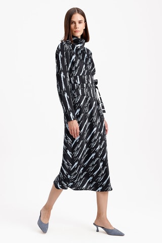 Vestido midi - Preto e azul-celeste