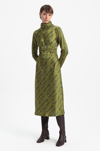 Vestido midi - Verde-azeitona e azul-petróleo