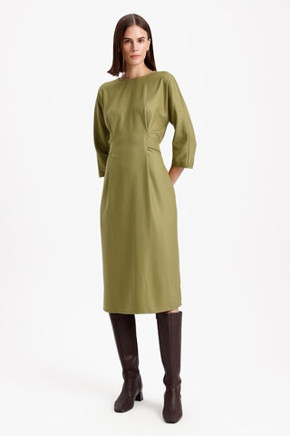 Vestido direito - Verde-azeitona